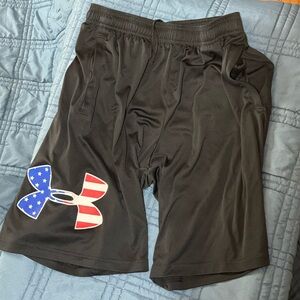 Under Armour Black Athletic Shorts with Flag Logo